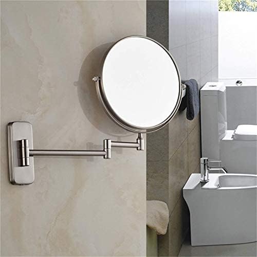 Bathroom Wall-Mounted Mirrors,8 inch Makeup Mirrors,Double Sided Brass Magnifying Mirror,Extendable Folding 360°Swivel Vanity Shaving Mirrors(Nickel,10X)