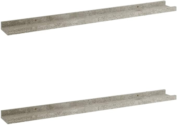 Concrete Gray Wall Shelves 2 Pack 31.5 Inch Industrial Floating Shelves for Living Room Bedroom Storage, Heavy Duty MDF Shelving for Books Plants Decor