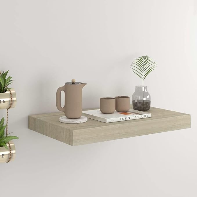 Floating Wall Shelf Oak 15.7x9.1x1.5 Invisible Mounting Display Rack for Home Decor Books Collectibles Awards Modern Honeycomb MDF Metal Frame