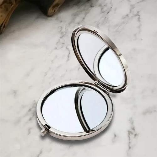 Pocket Mirror, 2 x 1x Magnification Compact Travel Makeup Mirror, Perfect for Purse, Pocket and Travel (Silver)