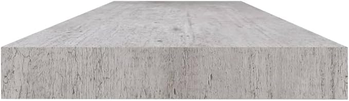 Floating Wall Shelf Concrete Gray 47.2x9.3x1.5 Inches MDF Board with Invisible Mounting System for Living Room Bedroom Office Decor Display Books Awards Collectibles