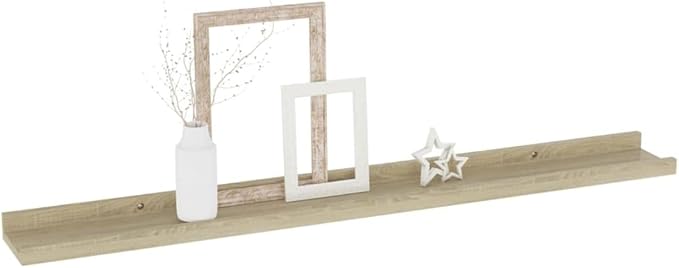 Sonoma Oak Wall Shelves Set of 2, 31.5 inch Floating for Living Room, Bedroom Decor, Rustic Wood Shelving for Storage Display with 11lb Capacity Each, Easy Mount MDF Shelves
