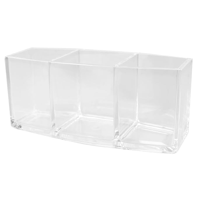 Home Basics Women's Cosmetic Organizer (3 Compartments), Clear
