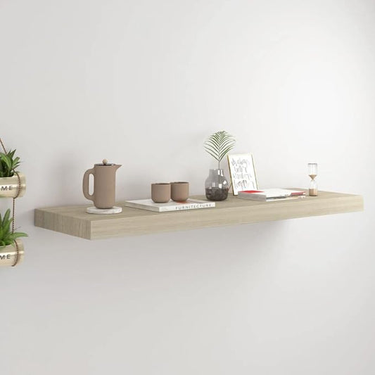 Floating Wall Shelf Oak 31.5x9.3x1.5 Inches MDF Display Rack with Invisible Mounting System for Living Room Bedroom Office Decor Books Awards Collectibles