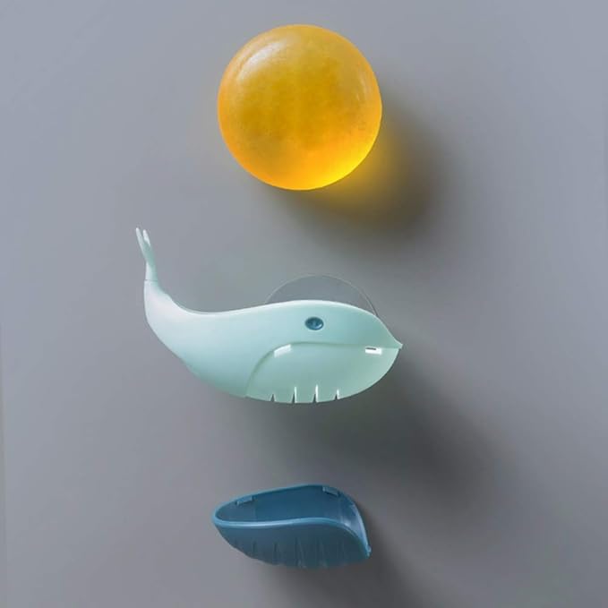 WFF Cartoon-Style Small Fish Soap, Removable, Easy to Clean, Keep Dry, Strong Suction Cup,for Bathroom, Kitchen and Travel (Color : B)
