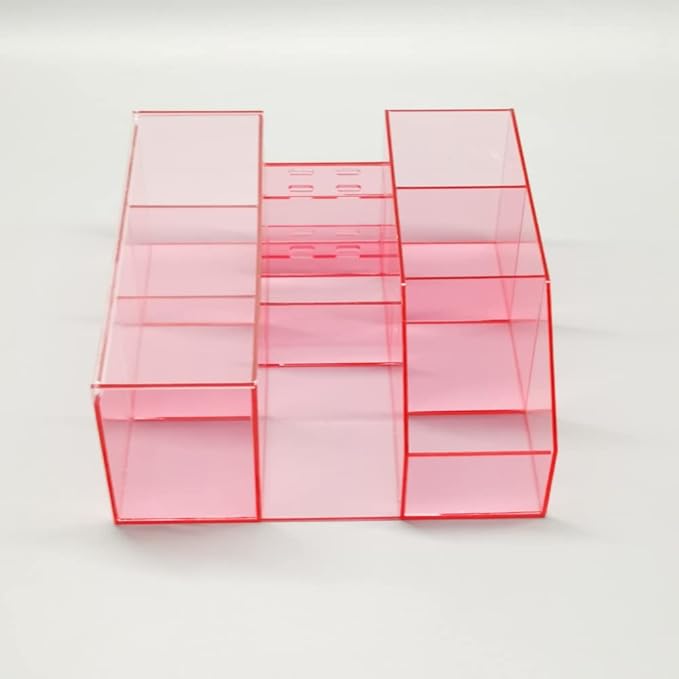 Large Capacity Empty Acrylic Storage Box, Eyelash Extension Supplies Accessories Tool Storage Display,Eyelash Grafting Beauty Makeup Tool Brush Kit Holder Display Rack Organizer (Transparent Pink)1
