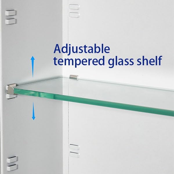 IDYLLOR Bathroom Medicine Cabinet with Beveled Edge Mirrored Door 24 x 30 inch, Recessed or Surface Mount, with Adjustable Glass Shelves