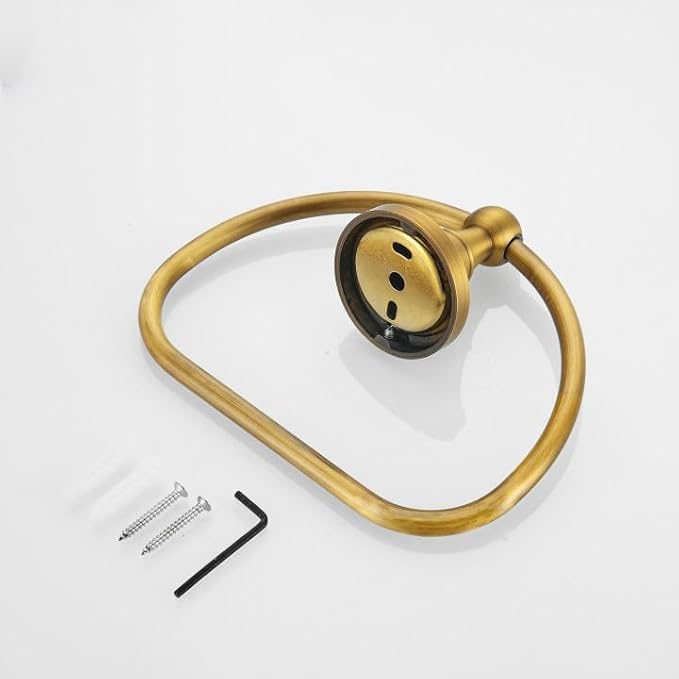 Brass Towel Ring,Antique Hand Towel Holder,Bathroom Antique Brass Hanger Towel Holder for Bathroom Wall Mounted Rustic Bath Accessories Half Round