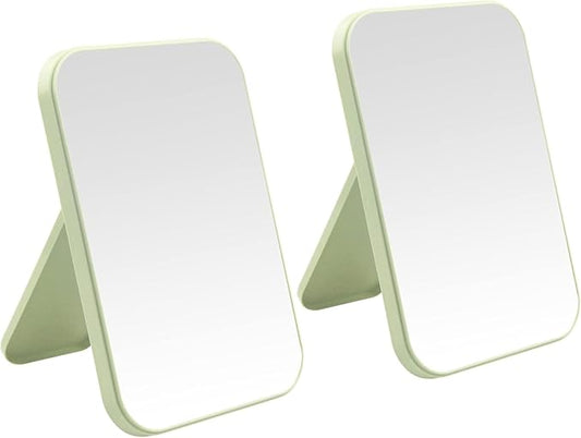 2-in-1 Desktop & Wall Hanging Makeup Mirror, 8-Inch Square, Green