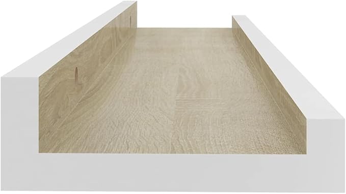 Wall Shelves 2 Pack White and Sonoma Oak Floating Shelves 15.7x3.5x1.2 Inches for Living Room Bedroom Bathroom Storage Display Organizer