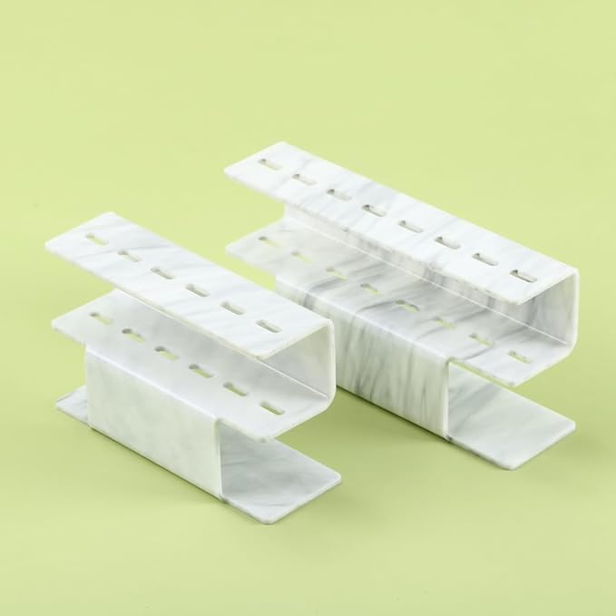 Acrylic Tweezers Holder, 6 Holes Tweezers Stand Display Organizer for Eyelash Extension Supplies Accessories Grafting Beauty Tools (6 Holes Marble White)