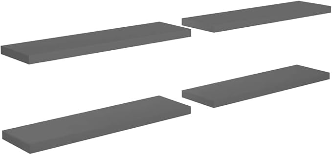 Floating Wall Shelves 4 Pack High Gloss Gray Modern Display Rack 35.4x9.3 Inches MDF Honeycomb Structure for Living Room Bedroom Office Decor