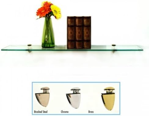 Spancraft Glass P-8x33-Brushed Steel Peacock Glass Shelf, Brushed Steel, 8" x 33"