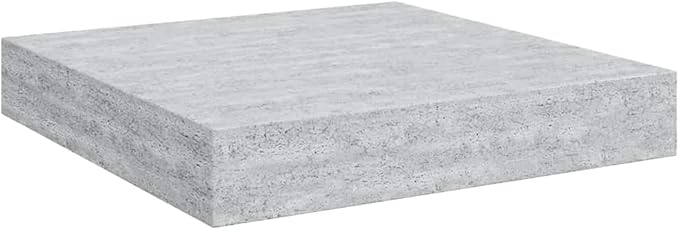 Set of 2 Floating Wall Shelves, Concrete Grey Decorative Display Shelf for Bedroom, Living Room and Office, Modern Minimalist MDF Storage Ledge, 9.1 x 9.3 Inches
