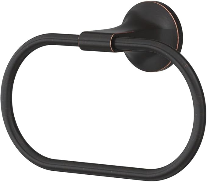 Pfister Pfirst Modern Towel Ring, Hand Towel Holder for Bathroom, Wall-Mounted, Screw-In, Tuscan Bronze Finish, BRBPFM0Y