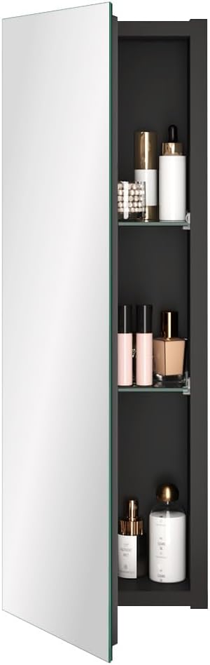 Spliceable Modular Bathroom Medicine Cabinet with Soft Close Doors with Glass on Both Sides, Reversible Wall Mounted Mirror (28" L x 10" W)