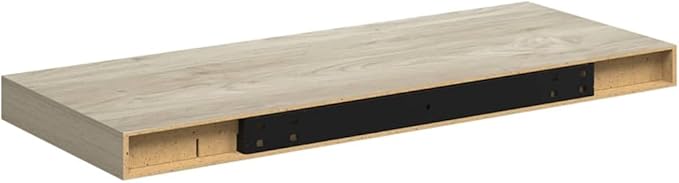 Floating Wall Shelf Oak 23.6"x9.3"x1.5", Modern Honeycomb MDF Display Shelves for Bedroom, Living Room, Bathroom, Invisible Mounting Home Decor Storage Rack