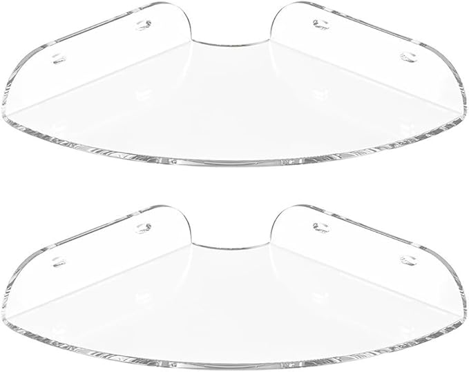 Iridescent Acrylic Corner Shelves Set of 2 for Wall Mounted Storage and Space Saving in Bathroom Kitchen Bedroom Office (transparency)