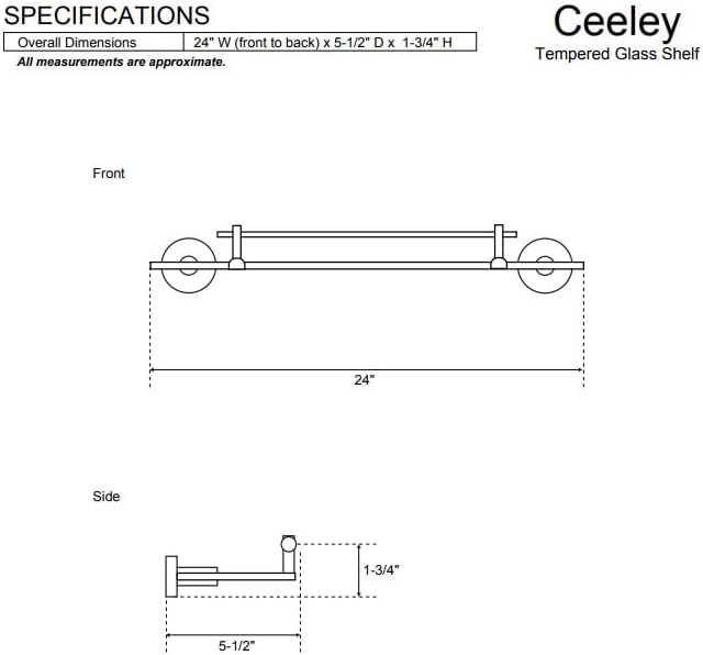 Naiture Collection Tempered Glass Shelf in Brushed Nickel Finish