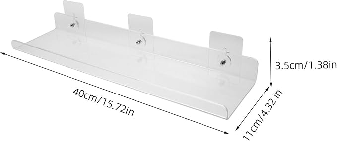 FRCOLOR Acrylic Floating Bathroom Shelves No Drill Wall Storage Rack Space Saving Corner Organizer