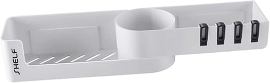 Wall-Mounted Adhesive Bathroom Shelf Rotating Storage Rack Punch-Free Organizer for Corner Black Hooks for Bathrooms and Showers