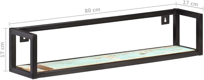 Set of 2 Industrial Floating Wall Shelves, Rustic Reclaimed Wood and Iron Shelving Unit for Bedroom, Living Room, Office, 31.5 Inch Decorative Storage Display