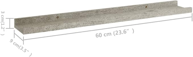 Concrete Gray Wall Shelves Set of 4 Industrial Floating Shelves 23.6 inch for Living Room Bedroom Storage Display Organizer with 11lb Load Capacity