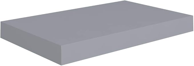 Floating Wall Shelf Gray 15.7x9.1x1.5 Inches MDF Board Invisible Mounting Display Rack for Living Room Bedroom Home Decor Books Awards Collectibles