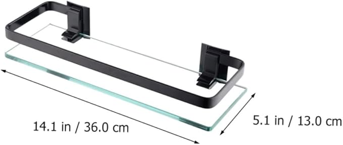 Ciieeo 1pc Tempered Glass Bathroom Shelf Wall Mounted Storage Rack for Toiletries Elegant Design Easy Installation Single