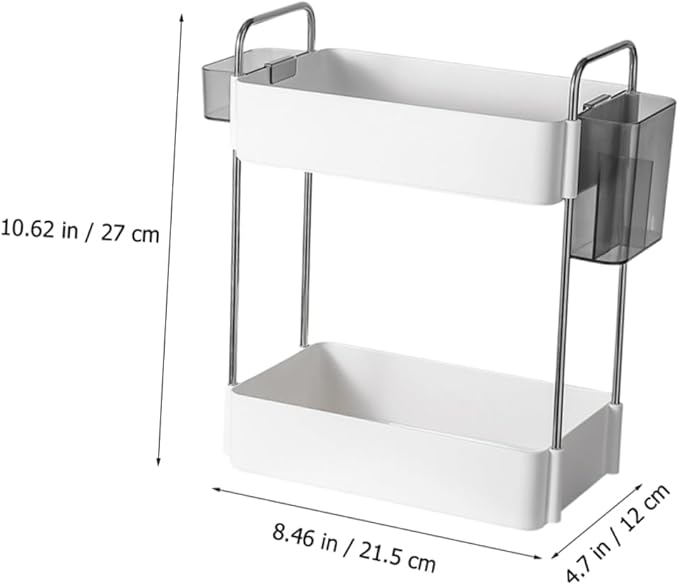 ABOOFAN 2 Double Shelf Bathroom Sink Organizer Countertop Bedroom Storage Shelf Bathroom Toiletry Organizers Bathroom Storage Rack Bathroom Organizer Skincare Organizer Counter Organizer
