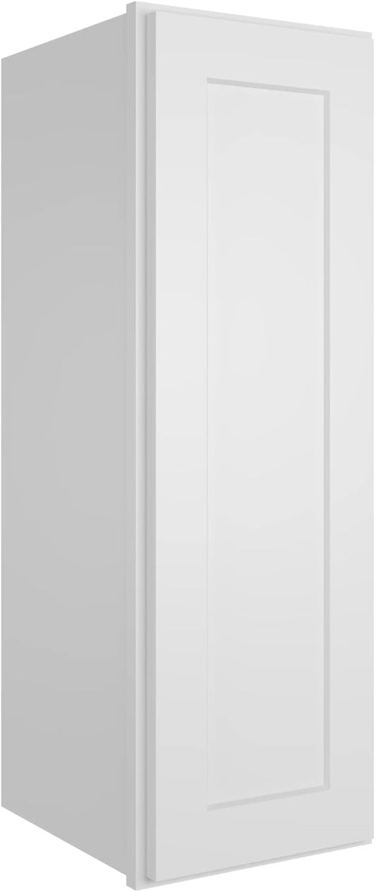 ROOMTEC Wood Wall Cabinet,RTA Single Door Medicine Cabinet with Adjustable Shelves and Soft-Close Door for Kitchen, Bathroom, and Laundry. 12" D*12" W*36" H, Shaker White