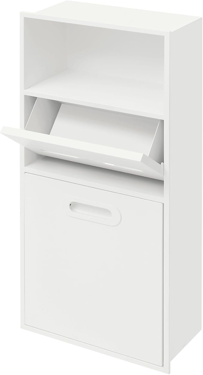 Hollow Furnishings Stainless Steel Recessed Storage Cabinet for Bathroom - Space-Saving Wall-Mounted Design, Rust-Resistant, Easy Install (White, 66 * 14 * 30cm)