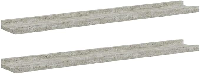 Wall Shelf Set of 2 Floating Shelves 31.5 Inch Modern Concrete Gray MDF Display Ledge for Bedroom Living Room Books Decor Minimalist Storage