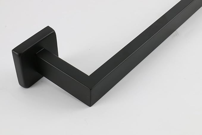 TocTen Bath Towel Rack - Square Base Thicken SUS304 Stainless Steel Towel Bar for Bathroom, Bathroom Accessories Towel Rod Heavy Duty Wall Mounted Towel Holder. (Black, 16)