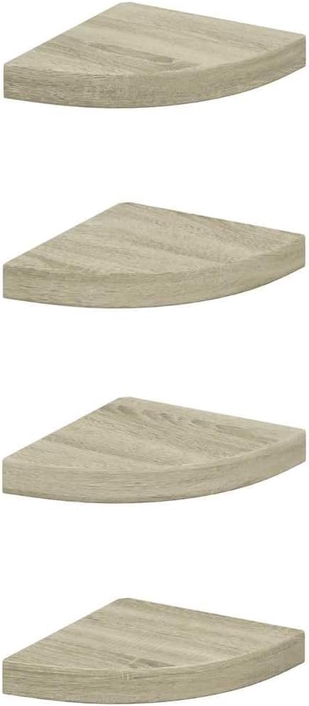 Corner Shelf Set of 4, 9.8-Inch Floating Wall Shelves for Bedroom, Living Room, and Office, Modern Oak MDF Storage Organizer for Home Decor and Books
