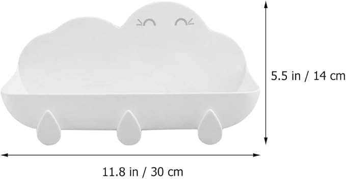Veemoon Cloud-Shaped Wall-Mount Shelf Bathroom Storage Rack with Hooks White Metal Hanging Organizer for Home Accessories and Bathroom Essentials