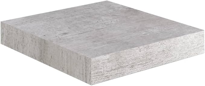 Floating Wall Shelves 2 Pack Concrete Gray Modern Display Rack with Invisible Mounting System for Home Decor, Books, Collectibles, 9.1x9.3 Inches MDF Board