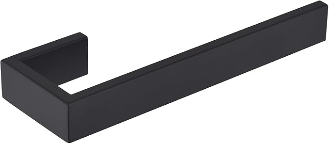 TASTOS Black Hand Towel Holder Bath Towel Bar Bathroom Towel Ring, Wall Mount, Modern Style (Matte Black)