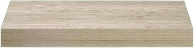Set of 4 Floating Wall Shelves, Oak Finish Rectangular Display Ledge for Bedroom, Living Room, Modern Wall Mounted Storage Shelving Unit