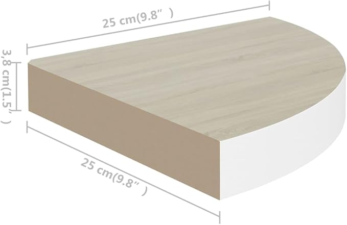 Wall Corner Shelves 2 Pack Oak White Floating Display Shelves 9.8x9.8x1.5 Inches MDF Honeycomb Metal for Home Decor Books Photos Awards