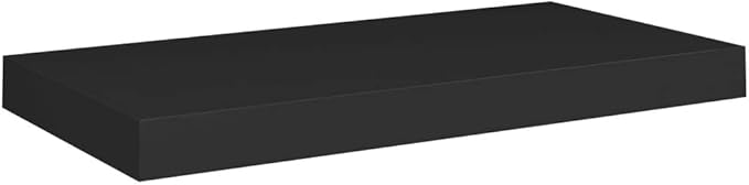 Floating Wall Shelves 2 Pack Black Modern Display Rack 19.7x9.1x1.5 Inches MDF Board for Living Room Bedroom Office Decor with Invisible Mounting System