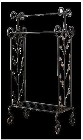 HomeStock Black Gold Rack Modern Rectangle Freestanding Bathroom Storage Stand with Shelf Metal Frame 20" L x 12" W x 39.5" H
