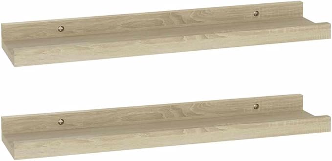Wall Shelves Set of 2, Floating Shelves for Wall Decor, Sonoma Oak Wood Look, 15.7x3.5 Inches, Modern Storage for Books, Plants, Bathroom, Kitchen, Easy Mount, Durable MDF
