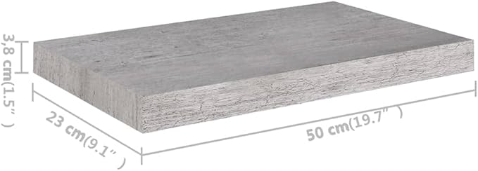 Floating Wall Shelf, Modern Honeycomb MDF Wood Shelves for Wall Storage, Textured Grey Minimalist Display Ledge for Living Room, Office, Bedroom, 19.7 x 9.1 x 1.5 in