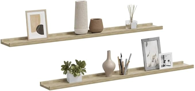 Set of 2 Floating Shelves, 39.4 Inch Modern Wall Mounted Storage Rack, Sonoma Oak MDF Decorative Display Ledge for Living Room and Bedroom