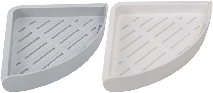 2Pcs Wall Corner Shelf Bathroom Organizer Racks Moisture Drainage Design Strong Adhesion for Kitchen and Toilet Storage