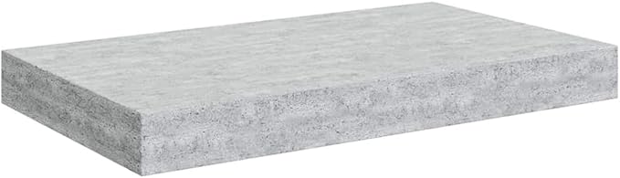 Floating Wall Shelves Set of 2, Concrete Gray Modern Invisible Mounting Shelves for Living Room Bedroom, 15.7x9.1 Inches MDF Display Rack for Books Decor Plants