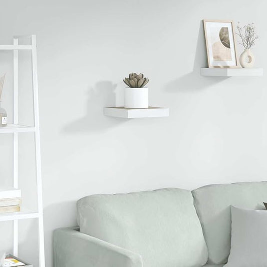 Floating Wall Shelf Modern Honeycomb Design Oak and White MDF Decorative Wall Mounted Display Shelves for Living Room Office 9.1 x 9.3 x 1.5 Inch