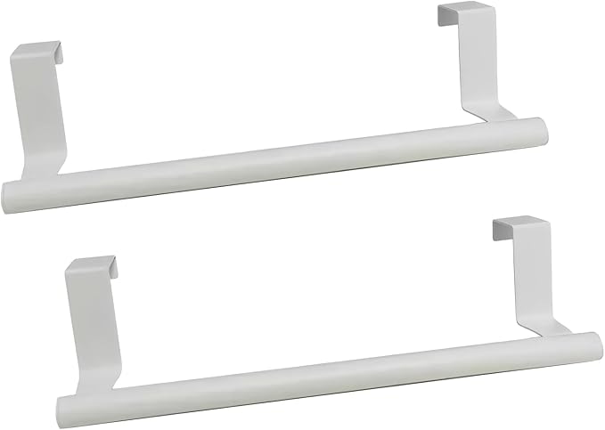 2Pack 9Inch Stainless Steel Over Cabinet Door Towel Bar Holders(White)