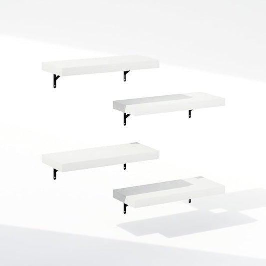 Furinno Tanna Floating Shelves for Wall Set of 4, 22-Inch Bathroom Wall Shelf, Wall Mounted Shelf, for Bathroom Organizers and Storage, Living Room, White Texture